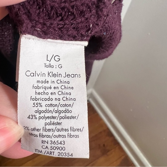 Calvin Klein Jeans Scoop Neck Sweater Purple Metallic L - Picture 9 of 9
